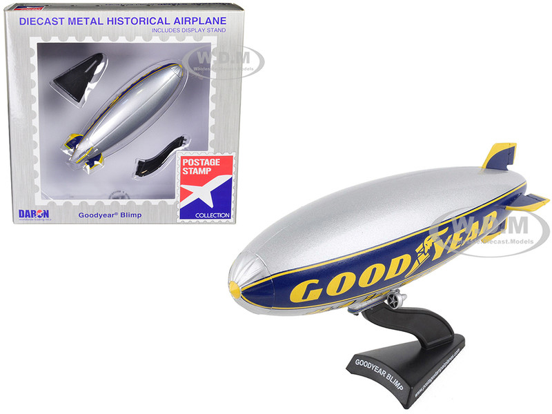 Goodyear Blimp Silver Metallic with Blue and Yellow Graphics #1 in Tires 1/350 Diecast Model Airplane Postage Stamp PS5411-1