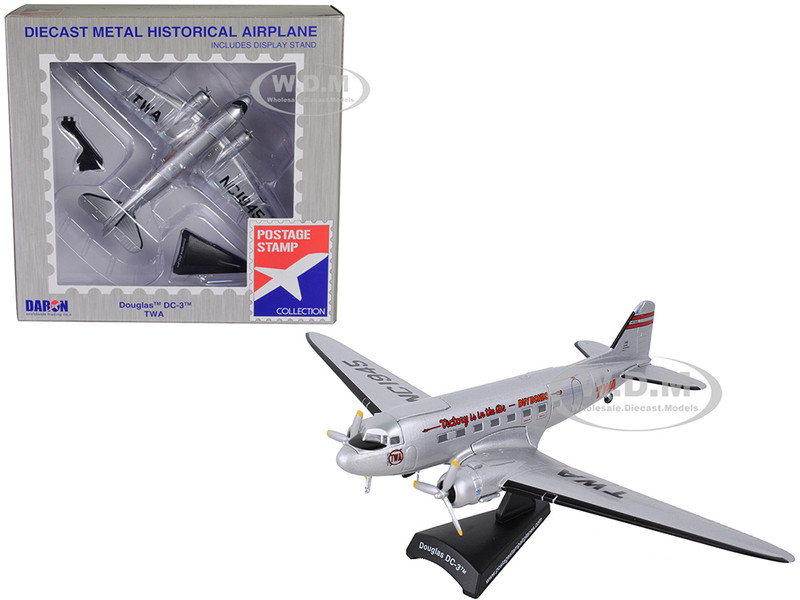 Douglas DC 3 Passenger Aircraft Trans World Airlines Victory is in the Air 1/144 Diecast Model Airplane Postage Stamp PS5559-4