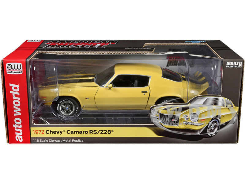 希少 オートワールド 1/18 1972 カマロ camaro クリームイエロー 1/18 1972 Chevy Camaro Z/28 RS Cream Yellow – Hobby Express Inc.