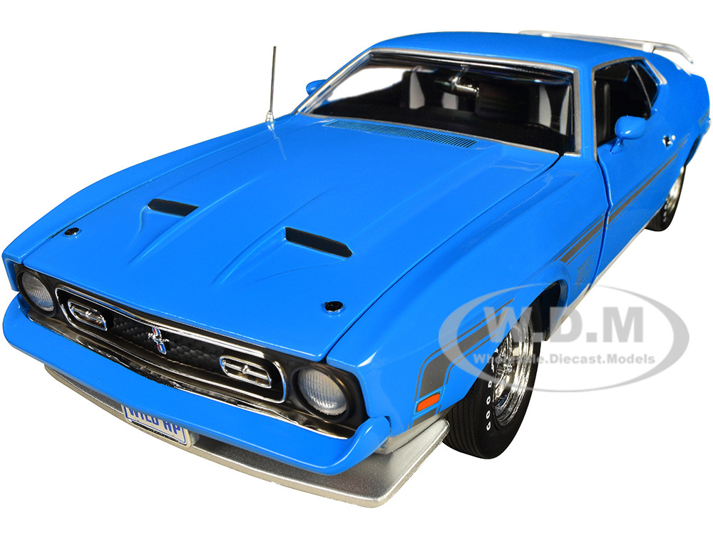 1972 Ford Mustang Mach 1 Grabber Blue with Silver Stripes