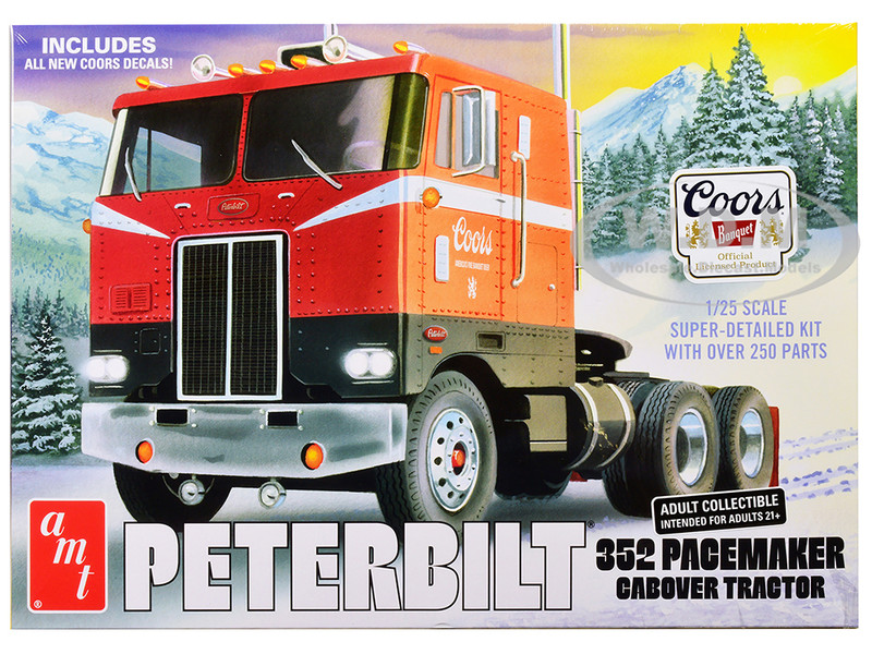 Skill 3 Model Kit Peterbilt 352 Pacemaker Cabover Tractor Coors 1/25 Scale Model AMT AMT1375