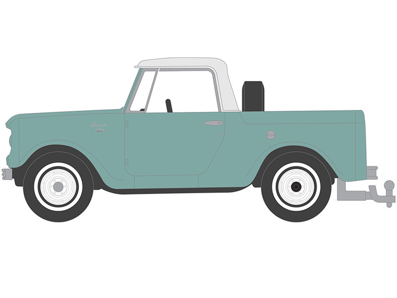 1965 Harvester Scout Half Cab Pickup Aspen Green Blue Collar Collection Series 13 1/64 Diecast Model Car Greenlight 35280A