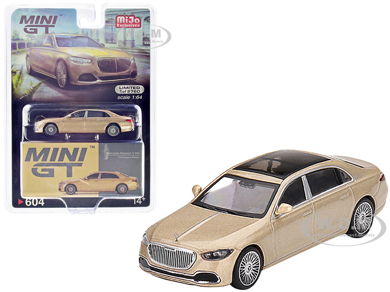 Mercedes Maybach S680 Champagne Gold Metallic with Sunroof Limited Edition to 2760 pieces Worldwide 1/64 Diecast Model Car Mini GT MGT00604