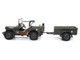 Willys Jeep 1 4 Ton Utility Truck Olive Drab with Trailer United States Army 1/43 Diecast Model Militaria Die Cast 23200-44