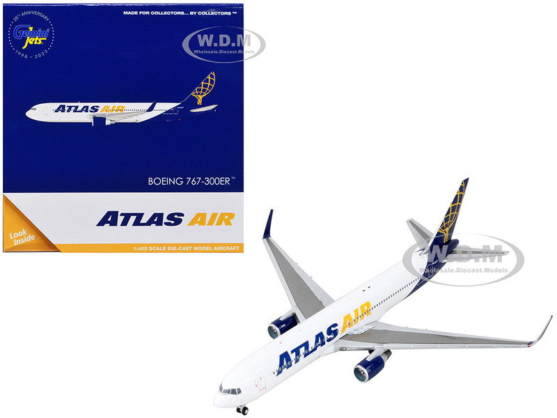 Boeing 767 300ER Commercial Aircraft Atlas Air White and Blue 1/400 Diecast Model Airplane GeminiJets GJ2166