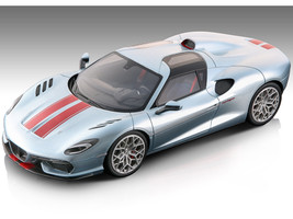 2021 Touring Superleggera Arese RH95 Silver Metallic with Red Stripes Mythos Series Limited Edition to 70 pieces Worldwide 1/18 Model Car Tecnomodel TM18-268D