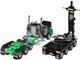 Peterbilt 389 Day Cab and ERMC 4 Axle Hydra Steer Trailer with Bridge Beam Section Load Black and Green 1/64 Diecast Model DCP/First Gear 60-1673