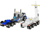 Peterbilt 389 Day Cab and ERMC 4 Axle Hydra Steer Trailer with Bridge Beam Section Load White and Blue 1/64 Diecast Model DCP/First Gear 60-1674