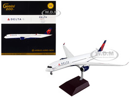 Airbus A350 900 Commercial Aircraft with Flaps Down Delta Air Lines White with Blue Tail Gemini 200 Series 1/200 Diecast Model Airplane GeminiJets G2DAL997F