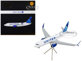 Boeing 737 700 Commercial Aircraft with Flaps Down United Airlines White with Blue Tail Gemini 200 Series 1/200 Diecast Model Airplane GeminiJets G2UAL1014F