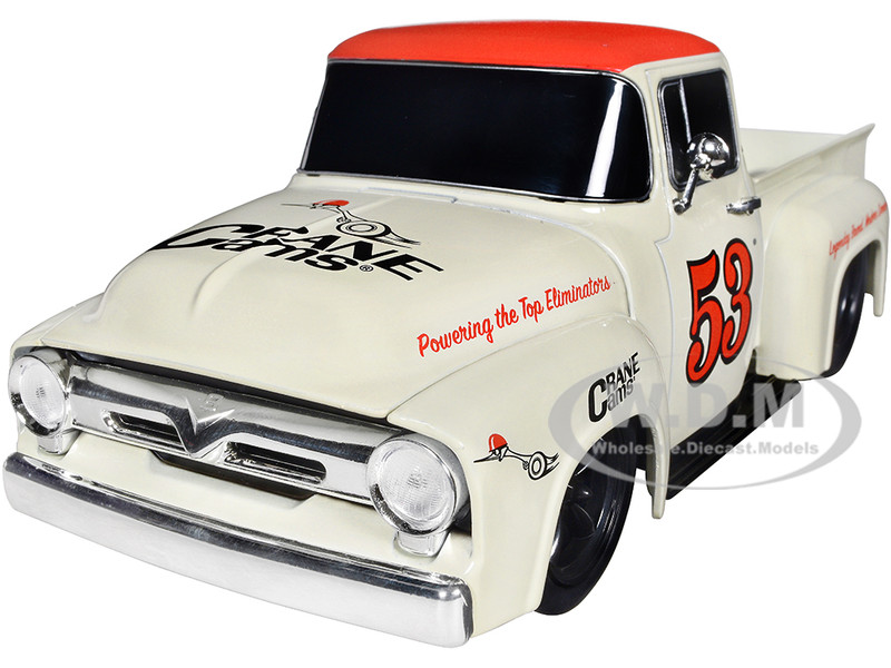 1956 Ford F-100 Pickup Truck Wimbledon White Red Top Crane Cams Limited Edition 6150 pieces Worldwide 1/24 Diecast Model Car M2 Machines 40300-108 B