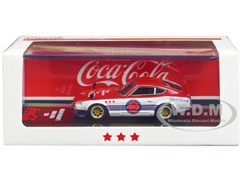Nissan Fairlady Z S30 RHD Right Hand Drive Red and White with Blue Stripes Coca Cola 1/64 Diecast Model Car Inno Models COKE059A