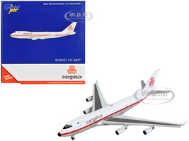 Boeing 747 400F Commercial Aircraft Cargolux White and Silver with Red Stripes 1/400 Diecast Model Airplane GeminiJets GJ1947