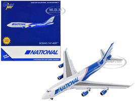 Boeing 747 400F Commercial Aircraft with Flaps Down National Airlines Gray and Blue 1/400 Diecast Model Airplane GeminiJets GJ2016F