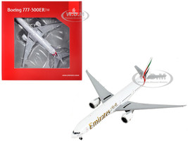 Boeing 777 300ER Commercial Aircraft Emirates Airlines White with Striped Tail 1/400 Diecast Model Airplane GeminiJets GJ2068