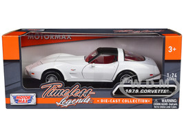 1979 Chevrolet Corvette C3 White with Black Top and Red Interior Timeless Legends Series 1/24 Diecast Car Model Motormax 73244w