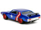 1972 Plymouth GTX Candy Blue with Red and White Stripes and Captain America Diecast Figure The Avengers Hollywood Rides Series 1/32 Diecast Model Car Jada 33081