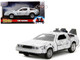 DMC DeLorean Time Machine Brushed Metal Frost Version Back to the Future 1985 Movie Hollywood Rides Series 1/32 Diecast Model Car Jada 34785