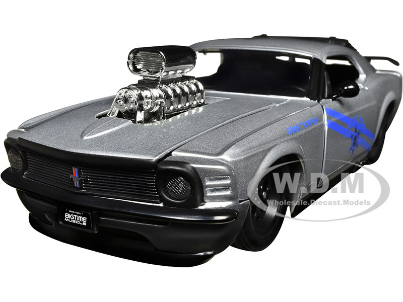 1970 Ford Mustang Boss 429 Silver Metallic Highway Drag Drag Trooper Bigtime Muscle Series 1/24 Diecast Model Car Jada 35021