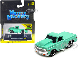 1972 Chevrolet C10 Pickup Truck Light Green 1/64 Diecast Model Car Muscle Machines 15580GRN