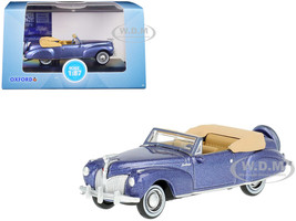 1941 Lincoln Continental Convertible Darian Blue Metallic with Tan Interior 1/87 HO Scale Diecast Model Car Oxford Diecast 87LC41007