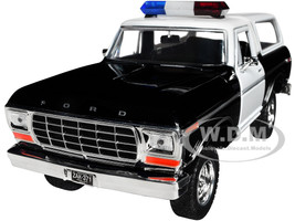 1978 Ford Bronco Police Car Unmarked Black and White Law Enforcement and Public Service Series 1/24 Diecast Model Car Motormax 76983bw