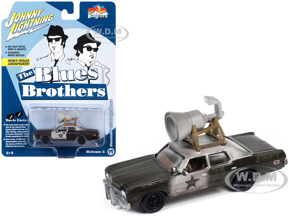1974 Dodge Monaco Police Car Black and White Dirty w Roof Speaker Blues  Brothers 1980 Movie
