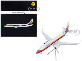 Boeing 737 800 Commercial Aircraft with Flaps Down American Airlines AirCal Gray with Stripes Gemini 200 Series 1/200 Diecast Model Airplane GeminiJets G2AAL474F