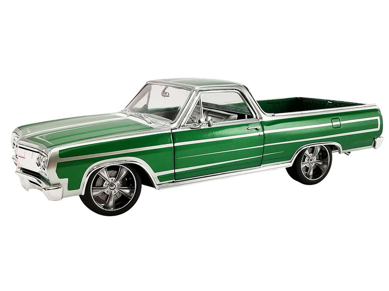 1965 Chevrolet El Camino Custom Calypso Green Metallic with Silver Graphics Southern Kings Customs Limited Edition to 210 pieces Worldwide 1/18 Diecast Model Car ACME A1805415