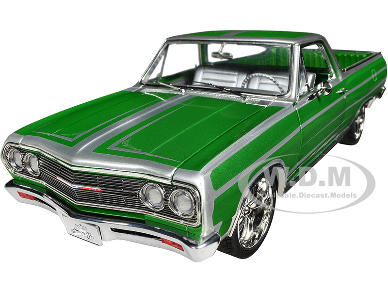 1965 Chevrolet El Camino Custom Calypso Green Metallic with Silver Graphics Southern Kings Customs Limited Edition to 210 pieces Worldwide 1/18 Diecast Model Car ACME A1805415