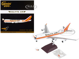 Boeing 747 400F Commercial Aircraft Kalitta Air White with Stripes Gemini 200 Interactive Series 1/200 Diecast Model Airplane GeminiJets G2CKS928