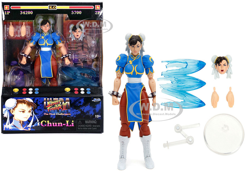 Chun Li 6 Moveable Figure with Accessories and Alternate Head and Hands Ultra Street Fighter II The Final Challengers 2017 Video Game Model Jada 34216