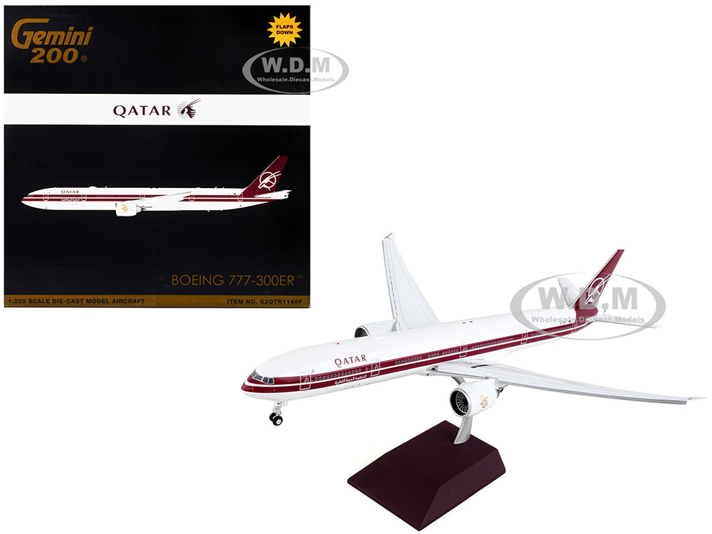 Boeing 777 300ER Commercial Aircraft with Flaps Down Qatar