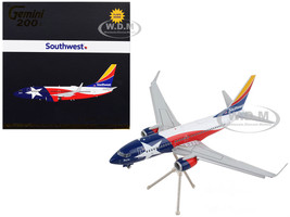 Boeing 737 700 Commercial Aircraft with Flaps Down Southwest Airlines Lone Star One Texas Flag Livery Gemini 200 Series 1/200 Diecast Model Airplane GeminiJets G2SWA1009F