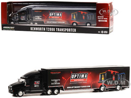 Kenworth T2000 Transporter Black OPTIMA Batteries The Ultimate Power Source Hobby Exclusive Series 1/64 Diecast Model Greenlight 30378