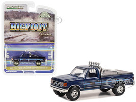 1987 Ford F 250 XLT Lariat Pickup Truck Blue with Stripes and Blue Interior Bigfoot Cruiser #1 Hobby Exclusive Series 1/64 Diecast Model Car Greenlight 30433
