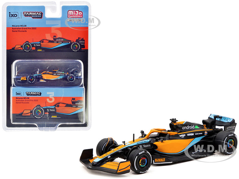 McLaren MCL36 #3 Daniel Ricciardo Formula One F1 Australian GP 2022 Global64 Series 1/64 Diecast Model Car Tarmac Works T64G-F041-DR1