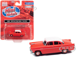 1955 Ford 4 Door Sedan Torch Red with White Top 1/87 (HO) Scale Model Car by Classic Metal Works 30664