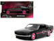 1969 Ford Mustang Black Metallic with Pink Stripes and Wheels Pink Slips Series 1/32 Diecast Model Car Jada 34853