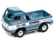 1965 Dodge A 100 Pickup Truck Blue Metallic and White with Enclosed Car Trailer Schwinn Bicycles Tow & Go Series Limited Edition to 3600 pieces Worldwide 1/64 Diecast Model Car Johnny Lightning JLBT018-JLSP351B
