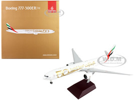 Boeing 777 300ER Commercial Aircraft Emirates Airlines 50th Anniversary of UAE White with Striped Tail Gemini 200 Series 1/200 Diecast Model Airplane GeminiJets G2UAE1055