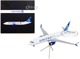 Boeing 737 MAX 8 Commercial Aircraft United Airlines United Together White with Blue Tail Gemini 200 Series 1/200 Diecast Model Airplane GeminiJets G2UAL1086