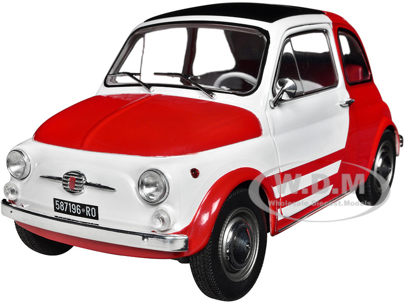 1965 Fiat 500 L Red and White with Red Interior Robe Di Kappa 1/18 Diecast Model Car Solido S1801408