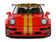 2021 RWB Bodykit #40 Red with Gold Stripes Black Top and Cherry Blossom Graphics Red Sakura 1/18 Diecast Model Car Solido S1807506