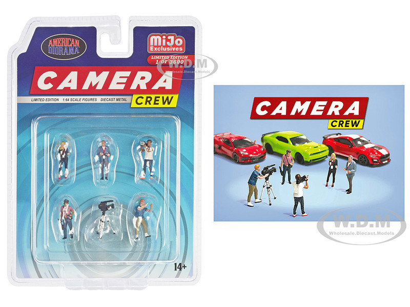 Camera Crew 6 piece Diecast Figure Set 5 Figures 1 camera Limited Edition to 3600 pieces Worldwide for 1/64 Scale Models American Diorama AD-76526MJ