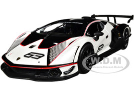 Lamborghini Essenza SCV12 #63 White and Black Squadra Corse Race Series 1/24 Diecast Model Car Bburago 28023