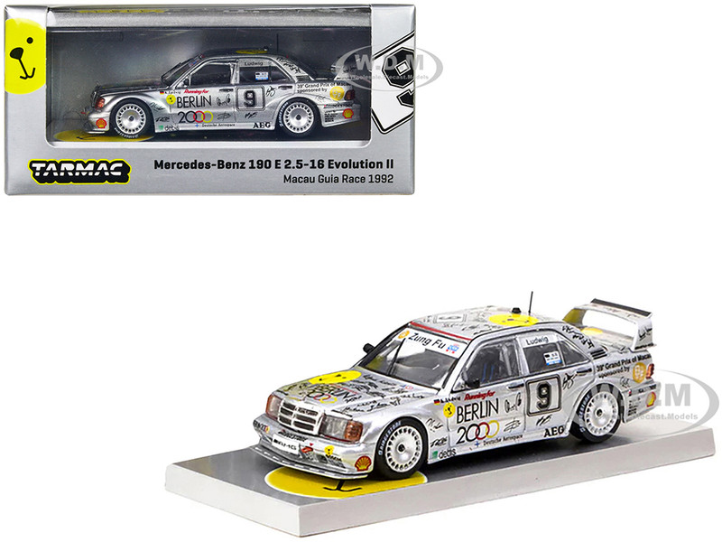 Mercedes Benz 190 E 2.5 16 Evolution II #9 Klaus Ludwig Macau Guia Race 1992 with Container Display Case Hobby64 Series 1/64 Diecast Model Car Tarmac Works T64-024-92MGP09
