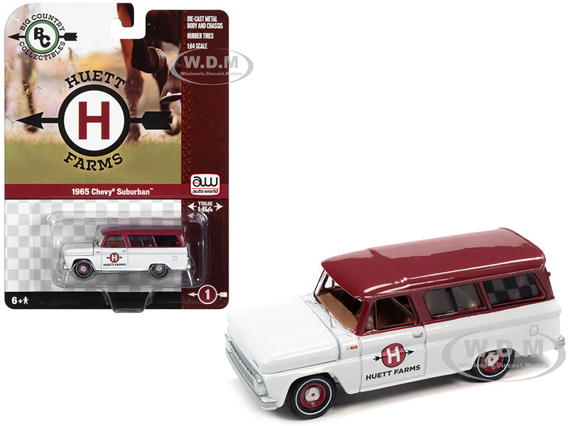 1965 Chevrolet Suburban White with Red Top Huett Farms Big Country Collectibles 2023 Release 1 1/64 Diecast Model Car Auto World AWBC001-AWSP147