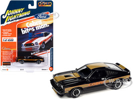 1978 Ford Mustang Cobra II Black with Gold Stripes Classic Gold Collection 2023 Release 1 Limited Edition to 4500 pieces Worldwide 1/64 Diecast Model Car Johnny Lightning JLCG031-JLSP321A