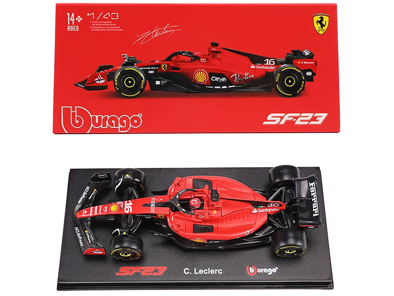 Ferrari SF 23 #16 Charles Leclerc Formula One F1 World Championship 2023 with Display Case Formula Racing Series 1/43 Diecast Model Car Bburago 36835CL